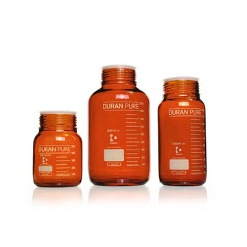 DURAN&#174; PURE Bottle bottle capacity 10L, amber, graduated, GL 80 thread, with dust cover, without cap, borosilicate glass 3.3 bottle