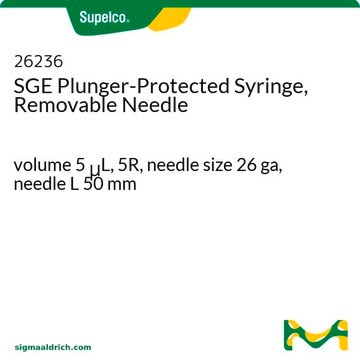 SGE Plunger-Protected Syringe, Removable Needle volume 5&#160;&#956;L, 5R, needle size 26 ga, needle L 50&#160;mm