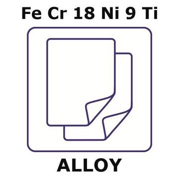 Stainless Steel - AISI 321 alloy, FeCr18Ni9Ti foil, 50 x 50mm, 0.2mm thickness, annealed