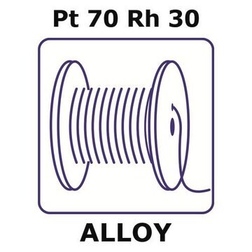 Platinum/Rhodium wire, Pt 70%/Rh 30%, 0.025&#160;mm diameter, length 5 m, temper as drawn