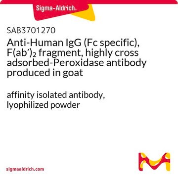 Anti-Human IgG (Fc specific), F(ab&#8242;)2 fragment, highly cross adsorbed-Peroxidase antibody produced in goat affinity isolated antibody, lyophilized powder