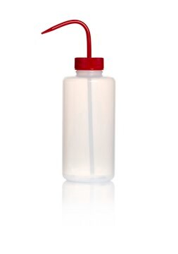 Azlon&nbsp;Square Shoulder Unvented Wash Bottles wide-neck, low-density polyethylene bottle, red polypropylene closure, capacity 1000&#160;mL