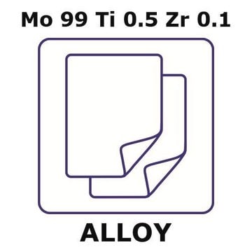 Molybdenum high temperature alloy tzm, Mo99Ti0.5Zr0.1 foil, 150 x 150mm, 0.52mm thickness, as rolled