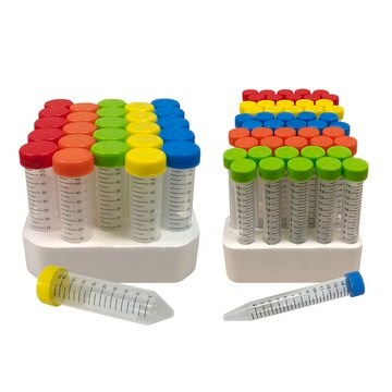 MTC&#8482; Bio SpectraTube&#8482; Centrifuge Tubes capacity 15&#160;mL, assorted colors, pack of 500&#160;ea (10 x racks 50 ea, 5 colours per rack)