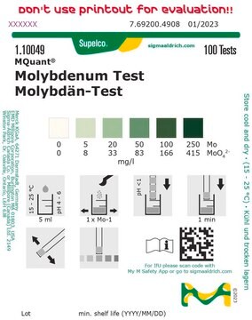 Molybdenum Test colorimetric, 5-250&#160;mg/L (Mo), MQuant&#174;