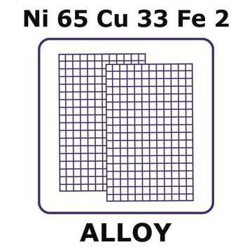 Monel&#174; alloy 400, Ni65Cu33Fe2 mesh, 150 x 150mm, 0.38mm nominal aperture, 0.25mm wire diameter, 40 x 40 wires/inch, 0.37 open area, plain weave mesh