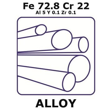 Fecralloy&#174; - iron/chromium rod, Fe 72.8%/Cr 22%/Al 5%/Y 0.1%/Zr 0.1%, 36&#160;mm diameter, length 100 mm, condition ground