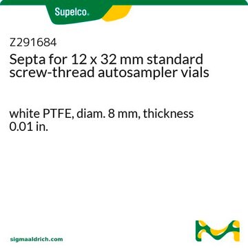 Septa for 12 x 32 mm standard screw-thread autosampler vials white PTFE, diam. 8&#160;mm, thickness 0.01&#160;in.