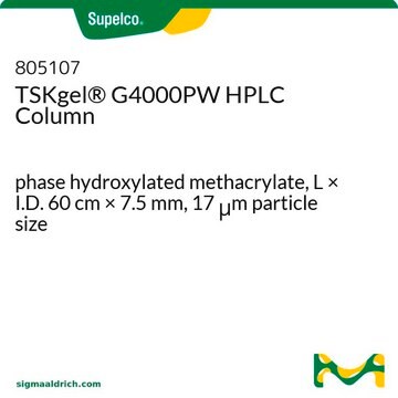 TSKgel&#174; G4000PW HPLC Column phase hydroxylated methacrylate, L × I.D. 60&#160;cm × 7.5&#160;mm, 17&#160;&#956;m particle size