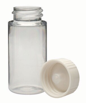 WHEATON&#174; liquid scintillation vial with seperate PE cone lined urea cap lips on vial transparent PET bottle, capacity (20&#160;mL), screw cap, case of 500&#160;ea Vials shrink-wrapped trays Screw caps in a separate sealed tray