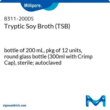 Tryptic Soy Broth Ready-to-use Bottles bottle capacity 300&#160;mL, bottle filling volume 200&#160;mL, closure type, blue crimp cap with septum, box of 12&#160;bottles