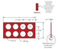 Grace Bio-Labs Press-To-Seal silicone isolator, PSA one side wells, 8 (Round, 9mm diameter, 0.9mm depth), (Adhesive on one side)
