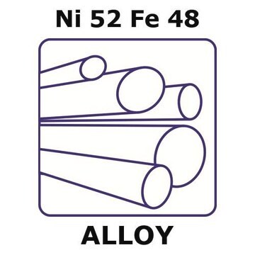 Nickel/Iron rod, Ni52%/Fe 48%, 2&#160;mm diameter, length 100 mm, temper annealed