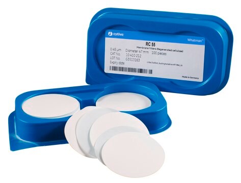 Whatman&#174; regenerated cellulose membrane filters RC55 Membrane Circles, diam. 100&#160;mm, pore size 0.45&#160;&#956;m