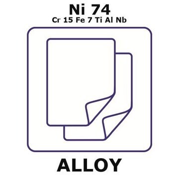 Inconel&#174; X750 - heat resisting alloy, Ni74Cr15Fe7TiAlNb foil, 25 x 25mm, 0.028mm thickness, as rolled, light tight (lt)