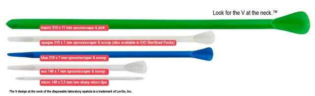 Levgo&#174; smartSpatula&#174; disposable PP laboratory spatula, Look for the V at the neck&#8482; L 210&#160;mm, white, standard, sterile (EtO), endotoxin free (non-pyrogenic)