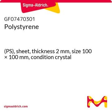 Polystyrene (PS), sheet, thickness 2&#160;mm, size 100 × 100&#160;mm, condition crystal