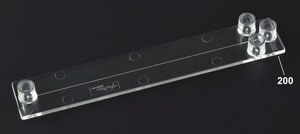 Cross-shaped channel chip - 200 &#956;m channel Fluidic 394, PMMA with Luer Interface