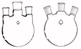 Ace three-neck round-bottom flasks vertical, capacity 1,000&#160;mL, center joint: ST/NS 29/42, side Joints: ST/NS 24/40 (2)