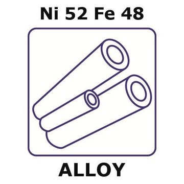 Nickel-iron alloy, Ni52Fe48 1000mm tube, 6.5mm outside diameter, 0.07mm wall thickness, 6.36mm inside diameter