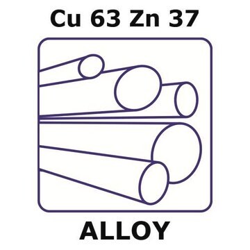 Brass alloy, Cu63Zn37 100mm rod, 10.0mm diameter, annealed