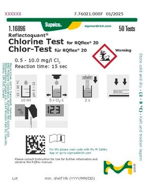 Chlorine Test reflectometric, 0.5-10.0&#160;mg/L (Cl2), for use with REFLECTOQUANT&#174;