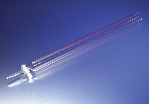 Pyrex&#174; colored scale dispensing burette, with straight bore PTFE stopcock plug volume 250&#160;mL, accuracy: 2.0&#160;mL