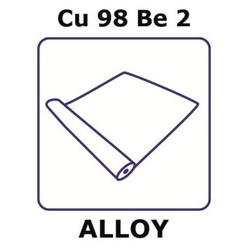 Copper-beryllium alloy, Cu98Be2 foil, 1m coil, 0.05mm thickness, quarter hard