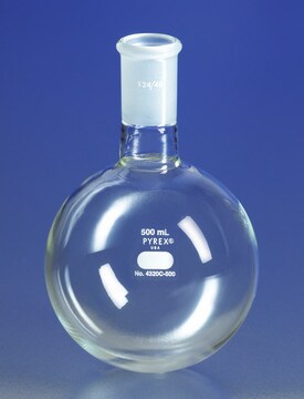 Pyrex&#174; round-bottom heavy wall boiling flask, short neck with joint capacity 250&#160;mL, joint: ST/NS 24/40