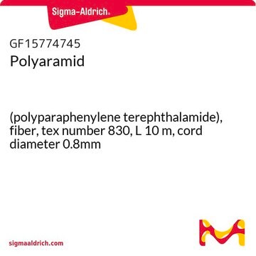 Polyaramid (polyparaphenylene terephthalamide), fiber, tex number 830, L 10&#160;m, cord diameter 0.8mm