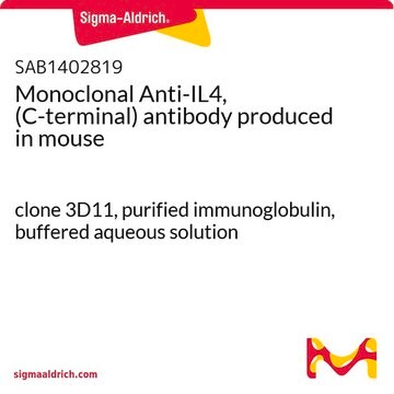 Monoclonal Anti-IL4, (C-terminal) antibody produced in mouse clone 3D11, purified immunoglobulin, buffered aqueous solution