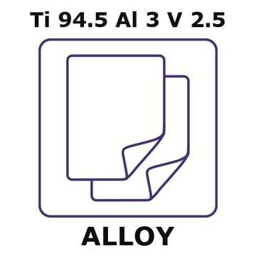 Titanium-aluminum-vanadium alloy, Ti94.5Al3V2.5 foil, 150 x 150mm, 0.030mm thickness, annealed, not light tested (nlt)