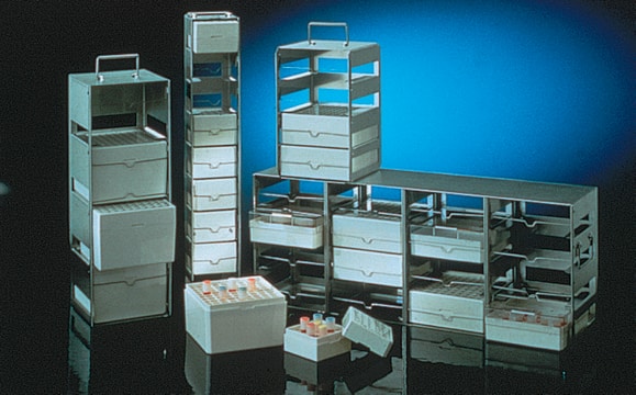 Cryogenic storage rack, stainless steel Horizontal; 12-shelf for 5¼ × 5 ¼ × 2 in. boxes