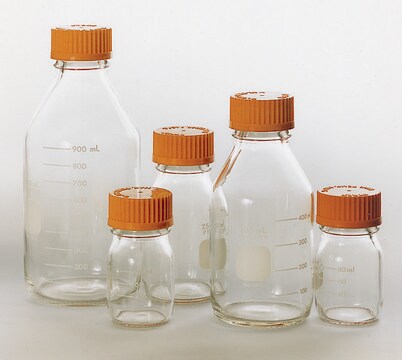 Pyrex&#174; round media storage bottles and reusable screw caps capacity 25&#160;mL