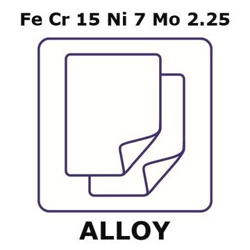 Stainless Steel - 15-7PH alloy, FeCr15Ni7Mo2.25 foil, 25 x 25mm, 0.25mm thickness, annealed, precipitation hardenable