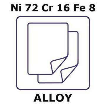 Inconel&#174; alloy 600 - heat resisting alloy, Ni72Cr16Fe8 foil, 150 x 150mm, 0.05mm thickness, annealed, light tight (lt)