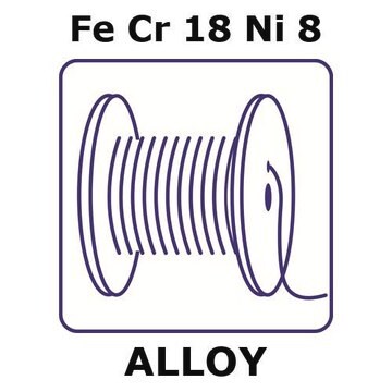 Stainless Steel - AISI 302 alloy, FeCr18Ni8 200mm wire, 0.1mm diameter, hard, straight wire