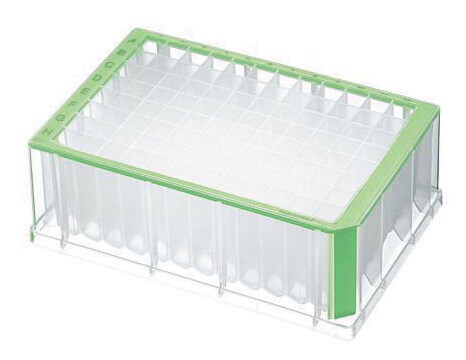 Eppendorf&#174; Deepwell Plate 96/2000&#956;L PCR Clean, volume 2000&#160;&#956;L, green border with clear wells, pkg of 20&#160;plates (5 bags x 4 plates)