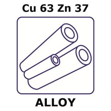 Brass alloy, Cu63Zn37 31mm tube, 1.18mm outside diameter, 0.23mm wall thickness, 0.72mm inside diameter, as drawn