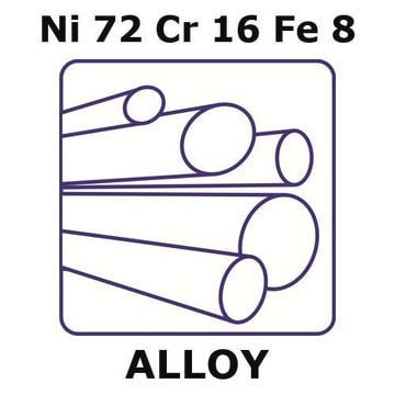 Inconel&#174; alloy 600 - heat resisting alloy, Ni72Cr16Fe8 rod, 500mm x 3.2mm diameter, annealed