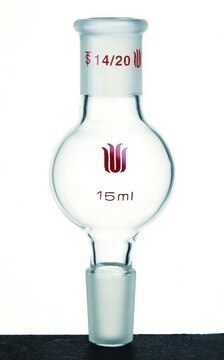 Synthware&#8482; Distilling bulb Kugelrohr clear borosilicate glass 3.3, volume 15&#160;mL