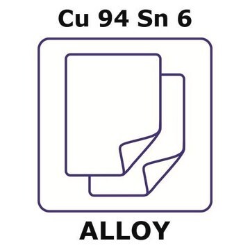 Phosphor bronze alloy, Cu94Sn6 foil, 50 x 50mm, 0.4mm thickness, half hard