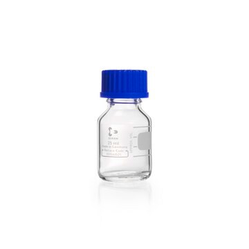 DURAN&#174; laboratory bottles, with caps bottle capacity 25mL, clear, graduated, GL 25 thread, pouring ring, borosilicate glass 3.3 bottle