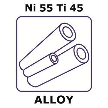 Nitinol alloy, Ni55Ti45 1000mm tube, 1.27mm outside diameter, 0.15mm wall thickness, 0.97mm inside diameter, superelastic