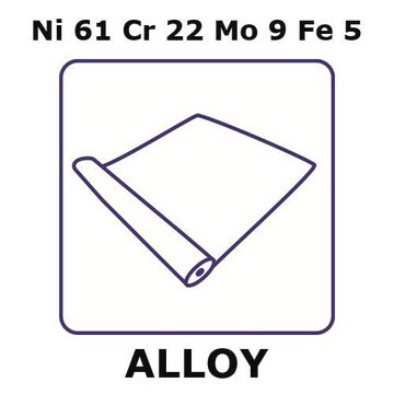 Inconel&#174; 625 - corrosion resistant alloy, Ni61Cr22Mo9Fe5 foil, 0.5m coil, 0.10mm thickness, annealed