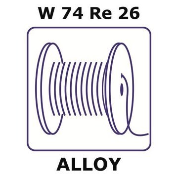 Tungsten-rhenium alloy, W74Re26 5m wire, 0.125mm diameter, annealed