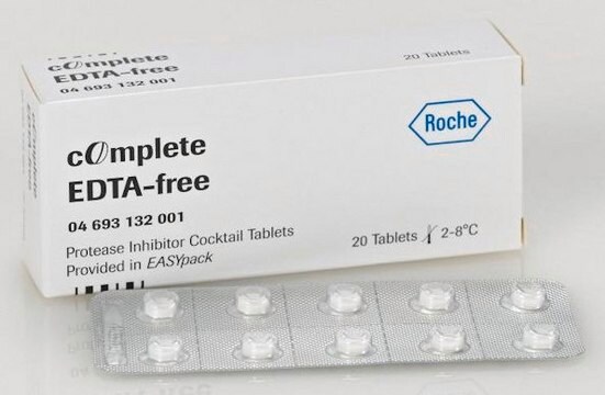 cOmplete&#8482;, EDTA-free Protease Inhibitor Cocktail Tablets provided in EASYpacks