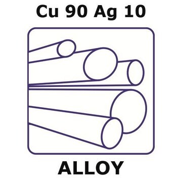 Copper/silver rod, Cu90%/Ag10%, 15&#160;mm diameter, temper as drawn, length 50 mm