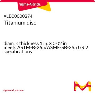 Titanium disc diam. × thickness 1&#160;in. × 0.02&#160;in., meets ASTM-B-265/ASME-SB-265 GR 2 specifications