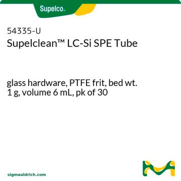 Supelclean&#8482; LC-Si SPE Tube glass hardware, PTFE frit, bed wt. 1&#160;g, volume 6&#160;mL, pk of 30